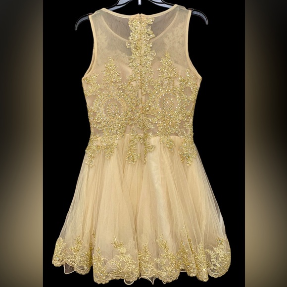 Embroidered and rhinestone cocktail dress. - Picture 1 of 6